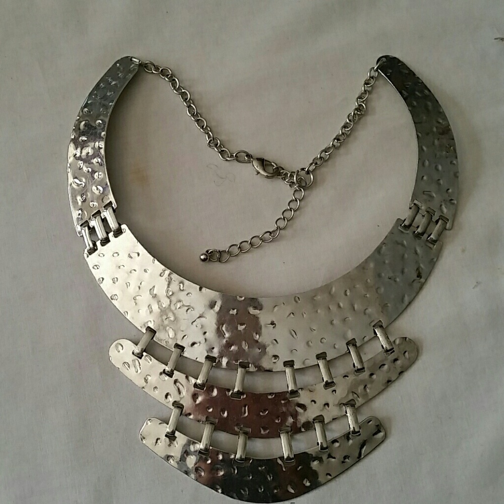 Silvertone Bib Necklace